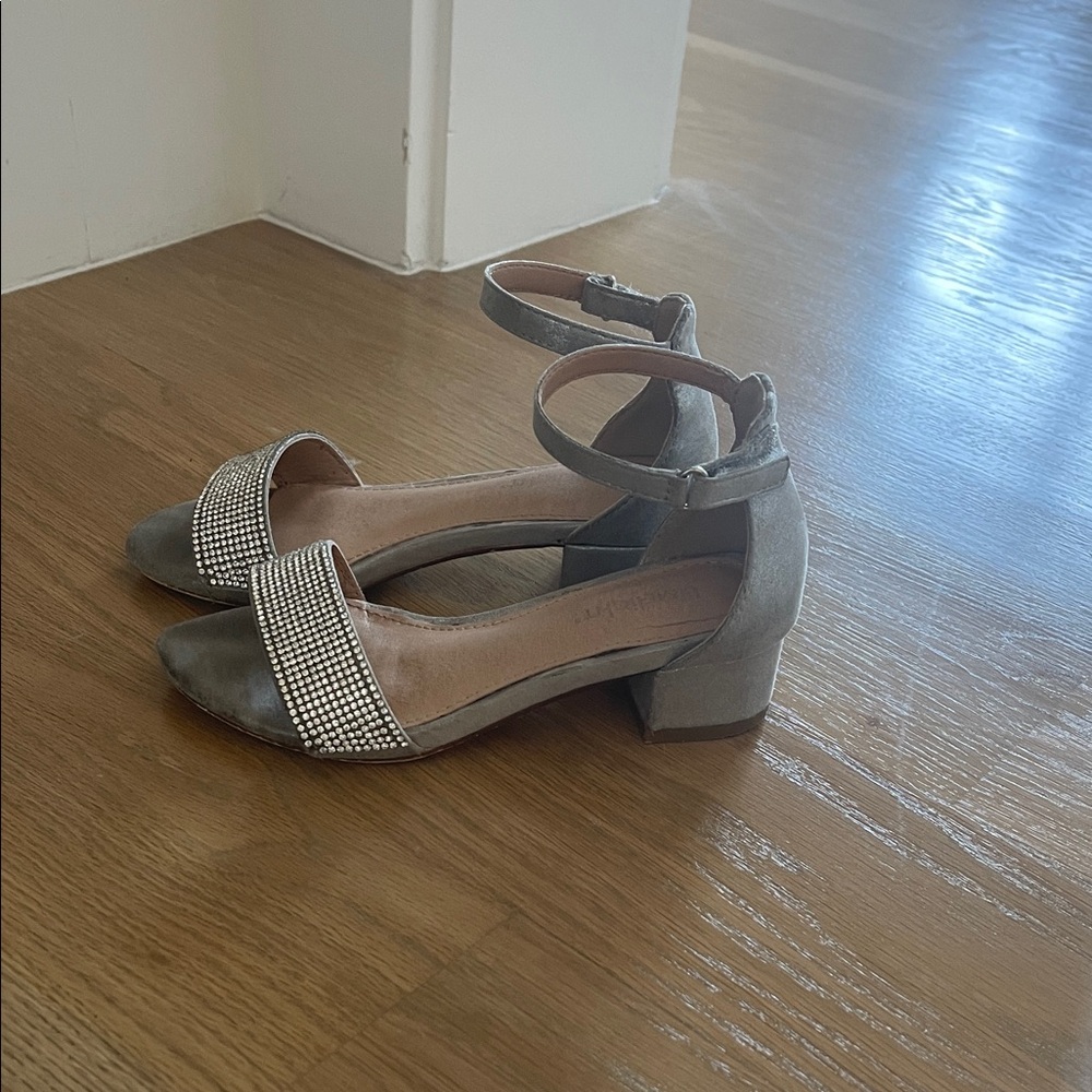 Limelight Silver Kids Dress Shoes with Rhinestone Accents